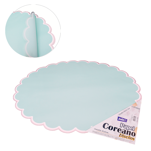 PAPEL COREANO 56X46 BORDES ROJOS 01 VERDE  PQT C/10