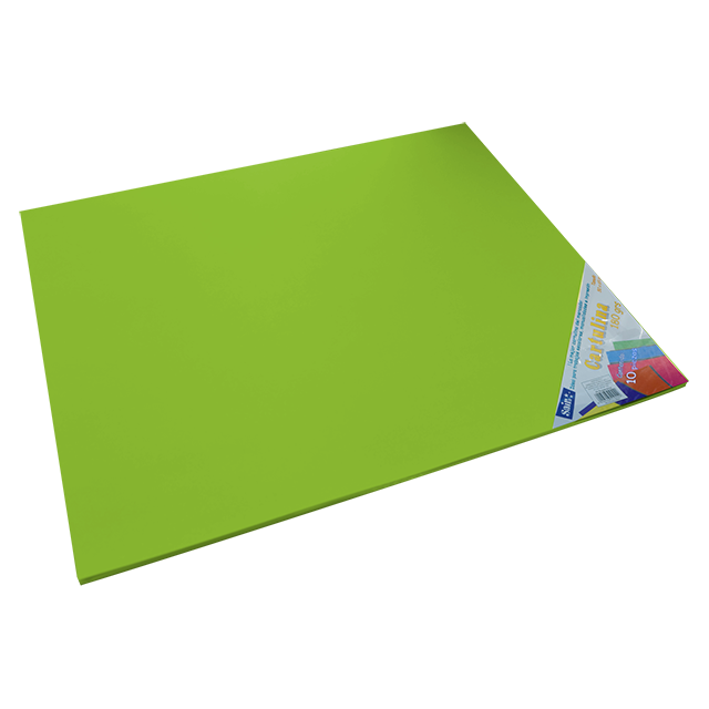 CARTULINA PAQ C/10 C-49 VERDE LIMON 50X65 180 GM