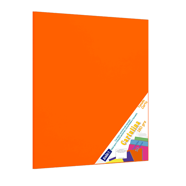 CARTULINA PAQ C/50 C-40 NARANJA T/CARTA 180 GM