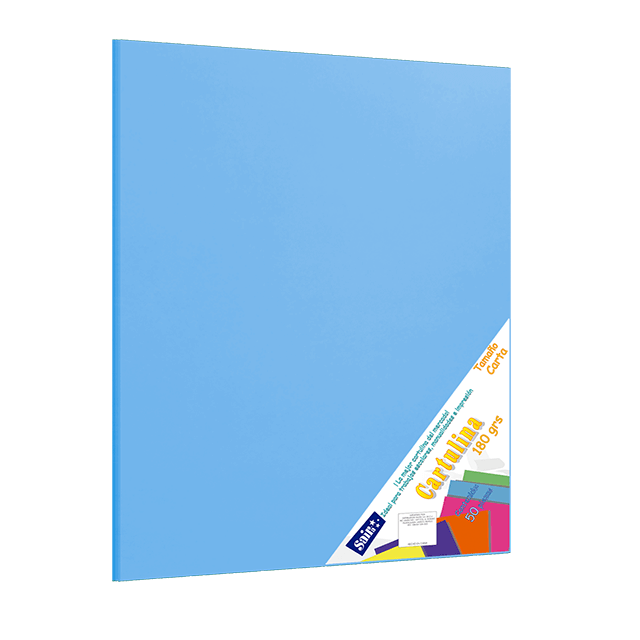 CARTULINA PAQ C/50 C-42 AZUL PASTEL T/CARTA 180 GM