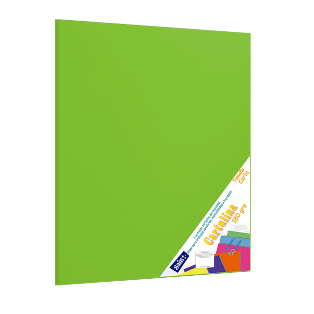 CARTULINA PAQ C/50 C-49 VERDE LIMON T/CARTA 180 GM
