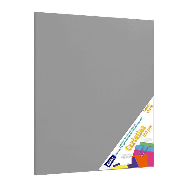 CARTULINA PAQ C/50 C-52 GRIS PLATA T/CARTA 180 GM