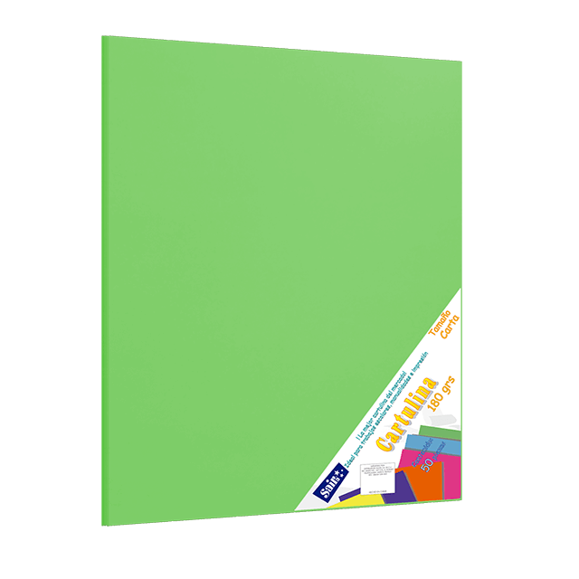 CARTULINA PAQ C/50 C-57 VERDE CLARO T/CARTA 180 GM