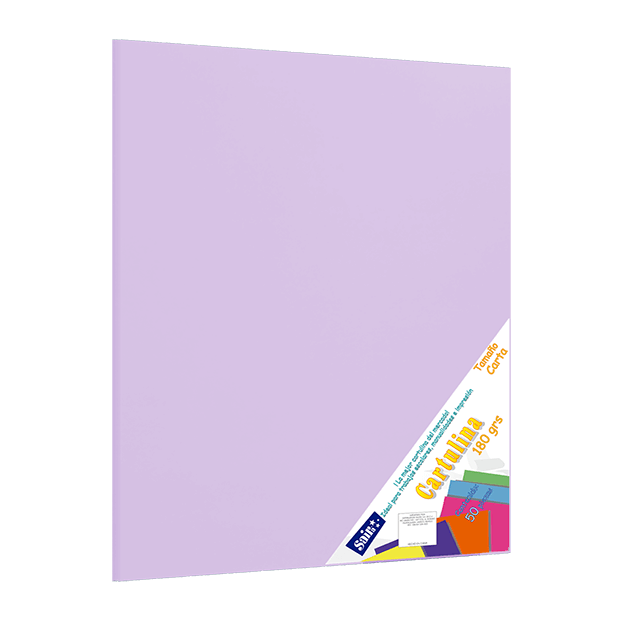 CARTULINA PAQ C/50 C-60 LILA CLARO T/CARTA 180 GM