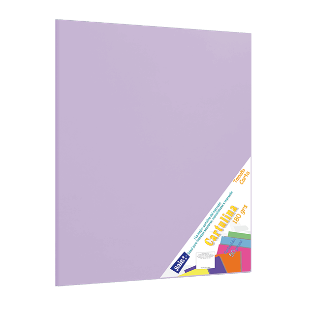 CARTULINA PAQ C/50 C-61 LILA PASTEL T/CARTA 180 GM
