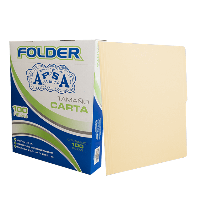 FOLDER MARCA APSA T/CARTA CREMA CAJA C/100