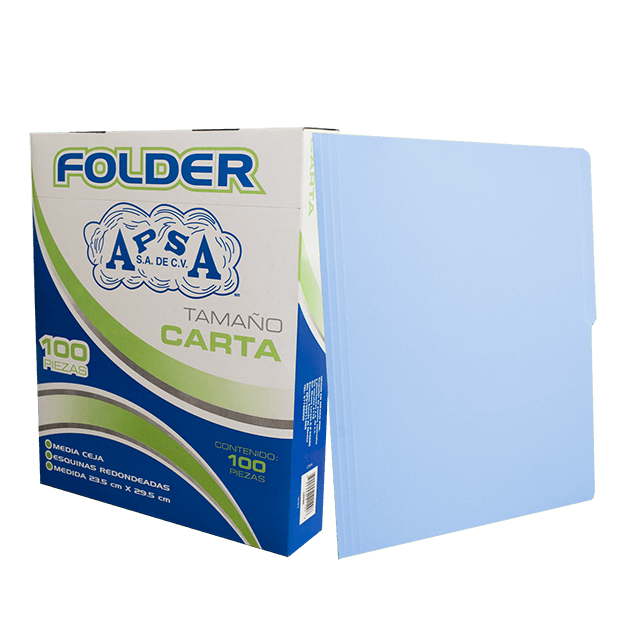 FOLDER MARCA APSA T/CARTA AZUL CAJA C/100