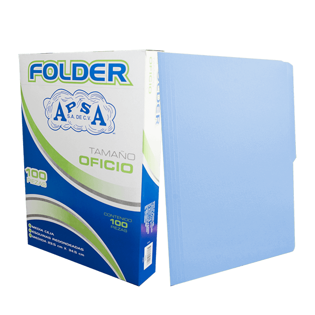 FOLDER MARCA APSA T/OFICIO AZUL CAJA C/100