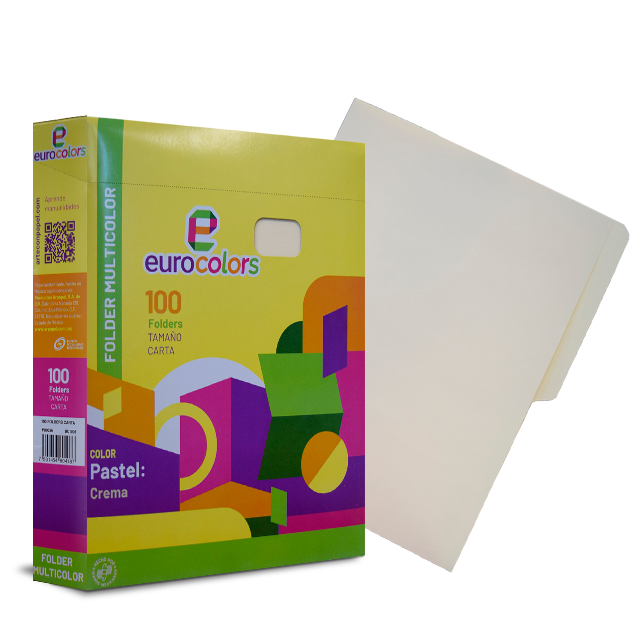 FOLDER EUROCOLORS T/CARTA CREMA CAJA C/100