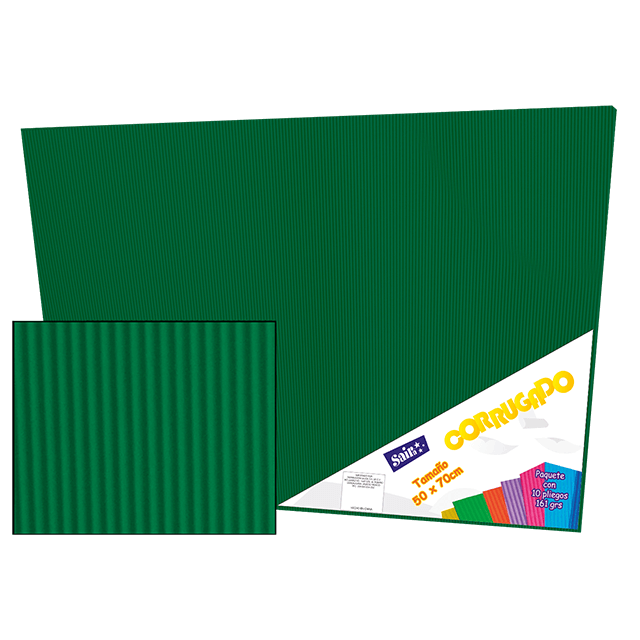 CORRUGADO 50X70 161-13 VERDE BANDERA PQT C/10