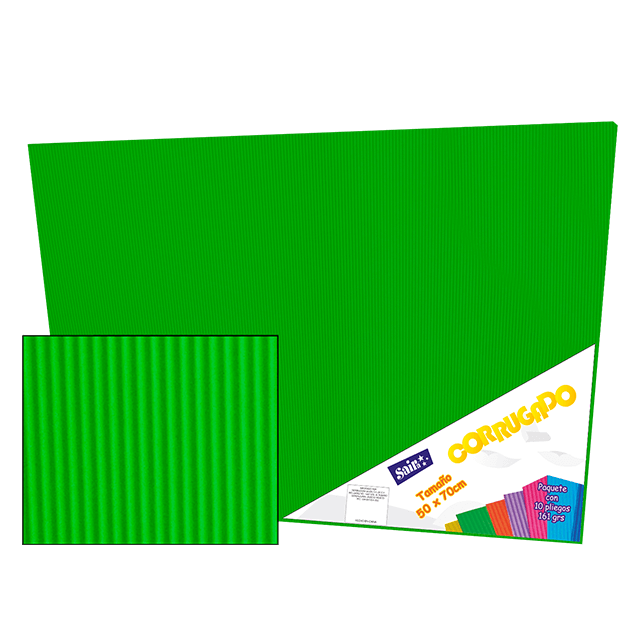 CORRUGADO 50X70 161-14 VERDE LIMON PQT C/10