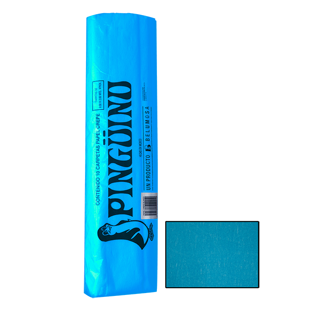 PINGUINO PAPEL CREPE 11 TURQUESA CAJA C/250