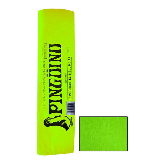 PINGUINO PAPEL CREPE 44 VERDE FOSFORESCENTE CAJA C/250
