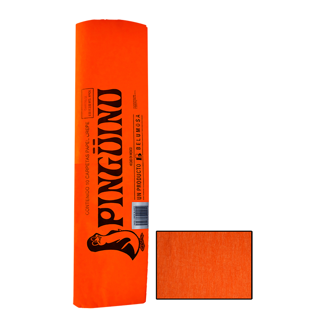 PINGUINO PAPEL CREPE 45 NARANJA FOSFORESCENTE CAJA C/250