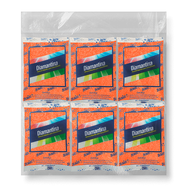 DIAMANTINA FINA 20 BOLSAS DE 50GRS # 23 NARANJA IRISADO