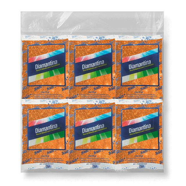 DIAMANTINA GRUESA 20 BOLSAS DE 50GRS # 02 NARANJA