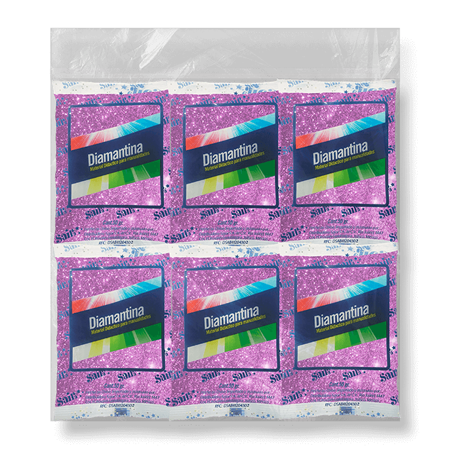 DIAMANTINA GRUESA 20 BOLSAS DE 50GRS # 10 LILA