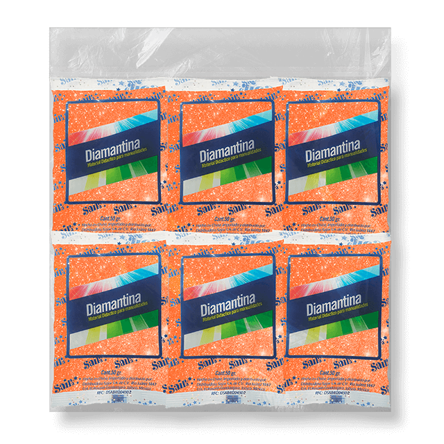 DIAMANTINA GRUESA 20 BOLSAS DE 50GRS # 23 NARANJA IRISADO