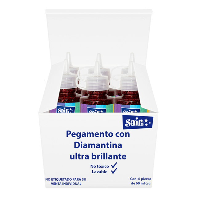 SILICON CON DIAMANTINA #03 ROJO 60ML CAJA C/6 PZAS