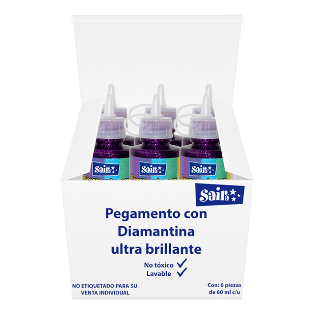 SILICON CON DIAMANTINA #09 MORADO 60ML CAJA C/6 PZAS