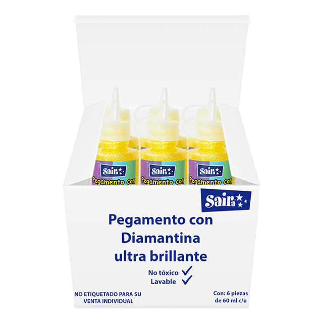 SILICON CON DIAMANTINA #13 AMARILLO 60ML CAJA C/6 PZAS