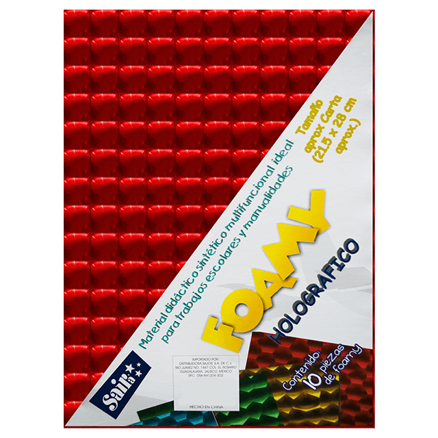 FOAMY HOLOGRAFICO T/C #1 ROJO PQT C/10