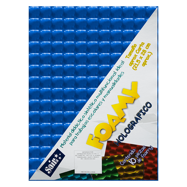 FOAMY HOLOGRAFICO T/C #6 AZUL PQT C/10