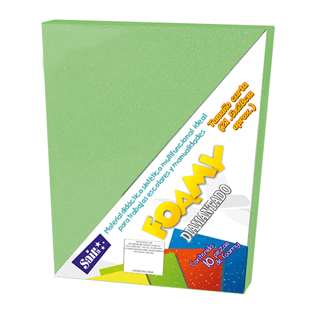FOAMY DIAMANTADO T/CARTA 09 VERDE MANZANA PQT C/10