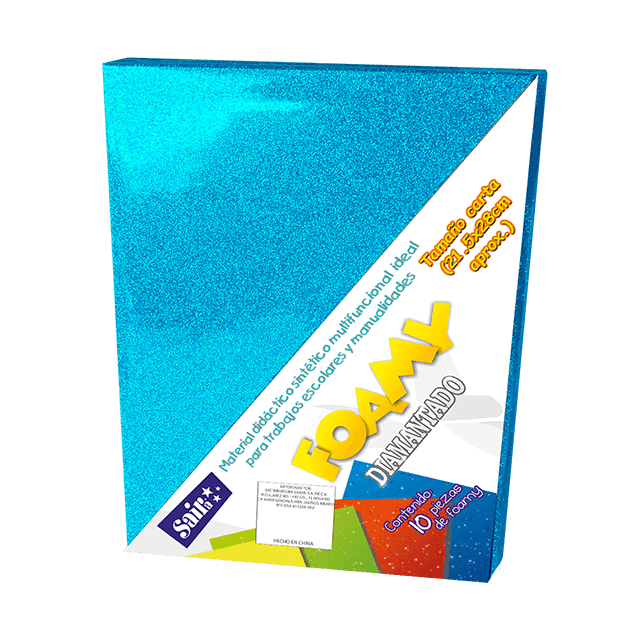 FOAMY DIAMANTADO T/CARTA 16 AZUL PASTEL PQT C/10