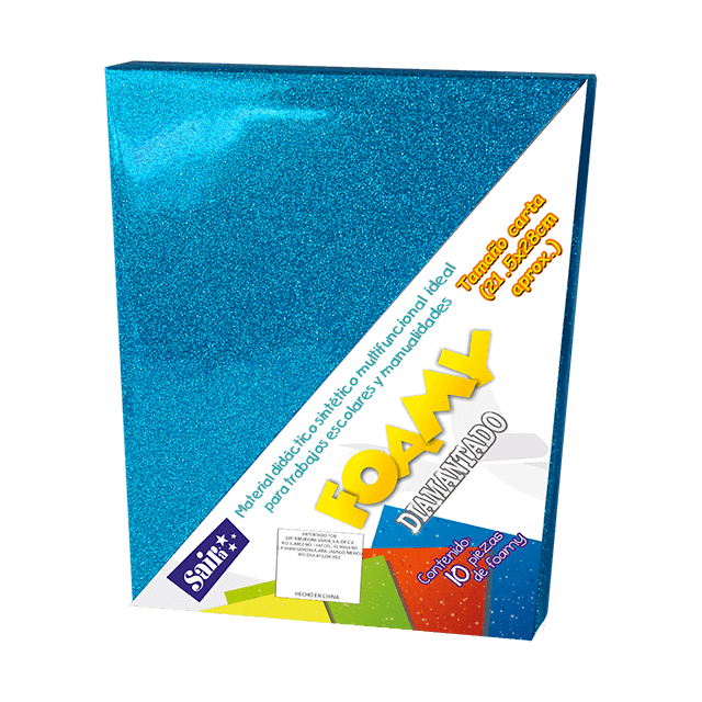 FOAMY DIAMANTADO T/CARTA 18 AZUL CIELO  PQT C/10