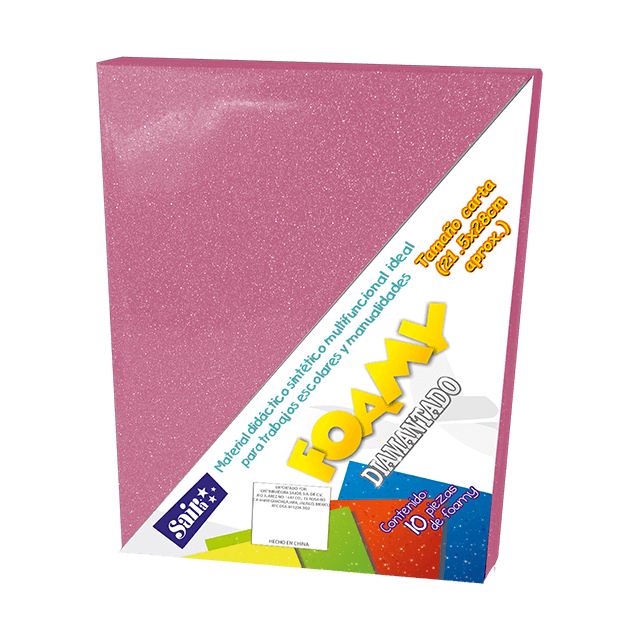 FOAMY DIAMANTADO T/CARTA 19 ROSA PASTEL PQT C/10