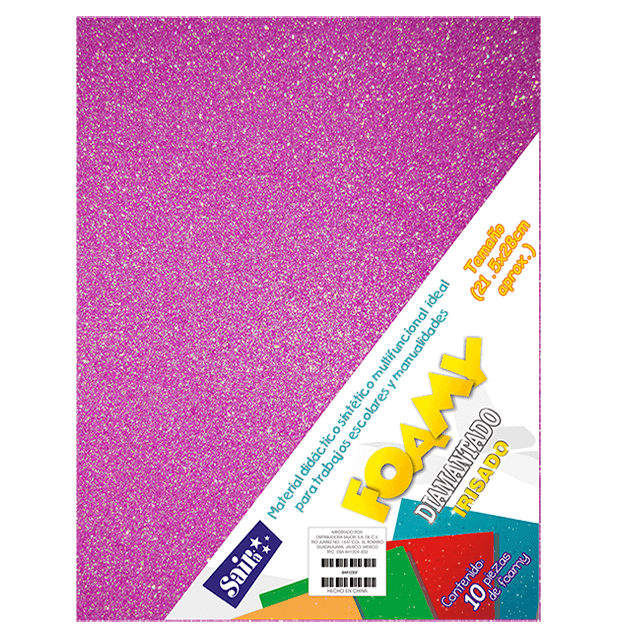 FOAMY DIAM. IRISADO T/CARTA 32 FUCSIA PQT C/10