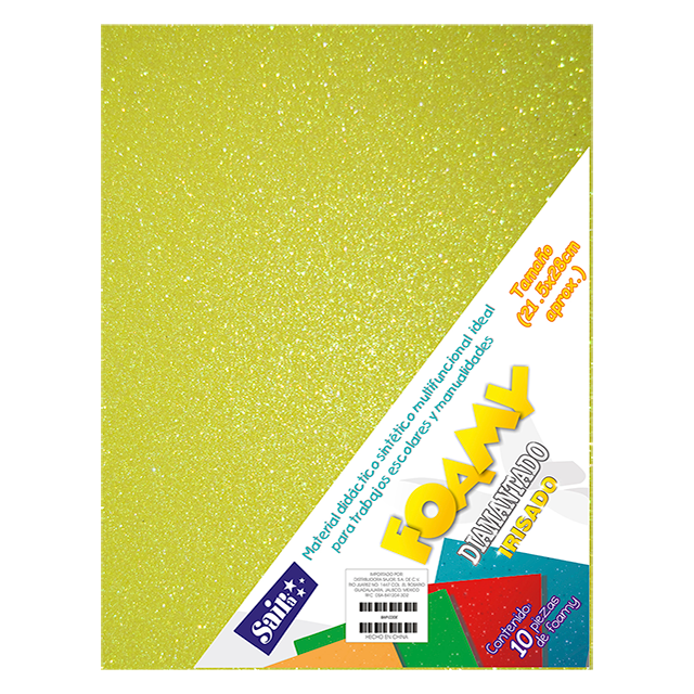 FOAMY DIAM. IRISADO T/CARTA 35 AMARILLO PQT C/10