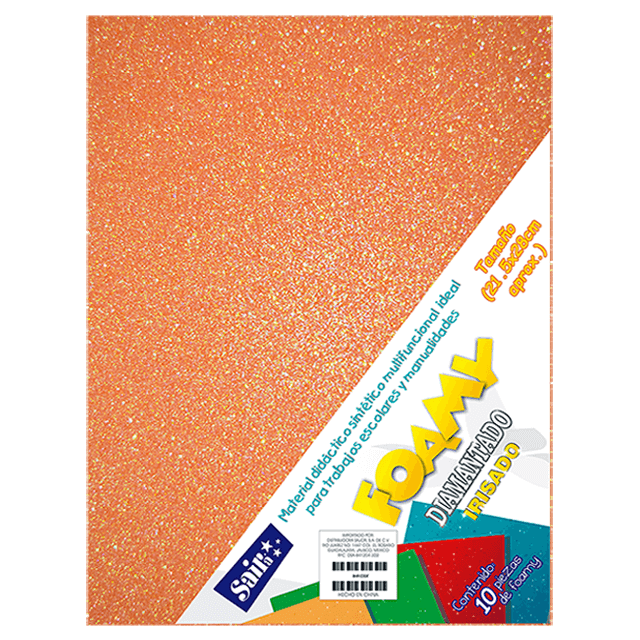 FOAMY DIAM. IRISADO T/CARTA 37 NARANJA INTENSO PQT C/10