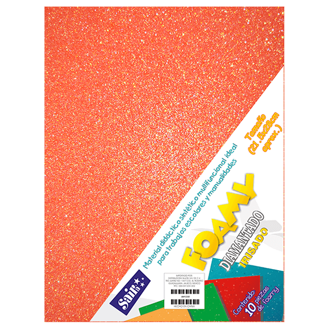 FOAMY DIAM. IRISADO T/CARTA 38 NARANJA PQT C/10