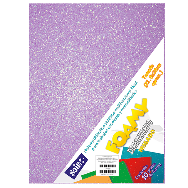 FOAMY DIAM. IRISADO T/CARTA 40 LILA PQT C/10