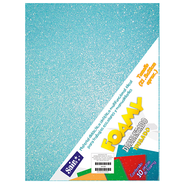 FOAMY DIAM. IRISADO T/CARTA 41 AZUL PASTEL PQT C/10