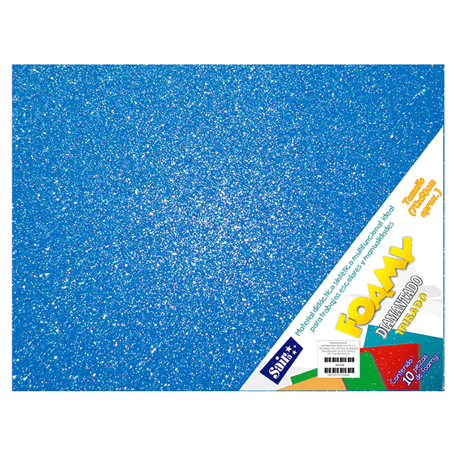 FOAMY DIAM. IRISADO 70X90 #42 AZUL C/10