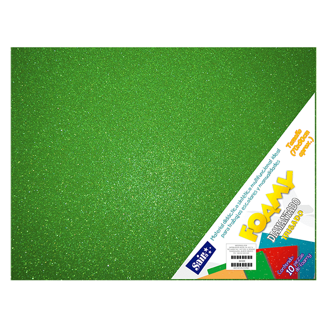 FOAMY DIAM. IRISADO 70X90 #44 VERDE BANDERA C/10