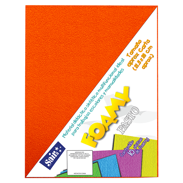 FOAMY PLUSH PASTO 05 NARANJA INTENSO T/CARTA PQT C/10