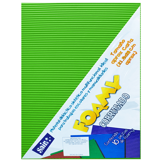 FOAMY CORRUGADO 07 VERDE LIMON T/CARTA PAQ C/10