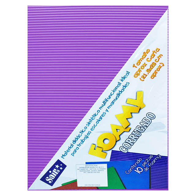 FOAMY CORRUGADO 12 LILA T/CARTA PAQ C/10