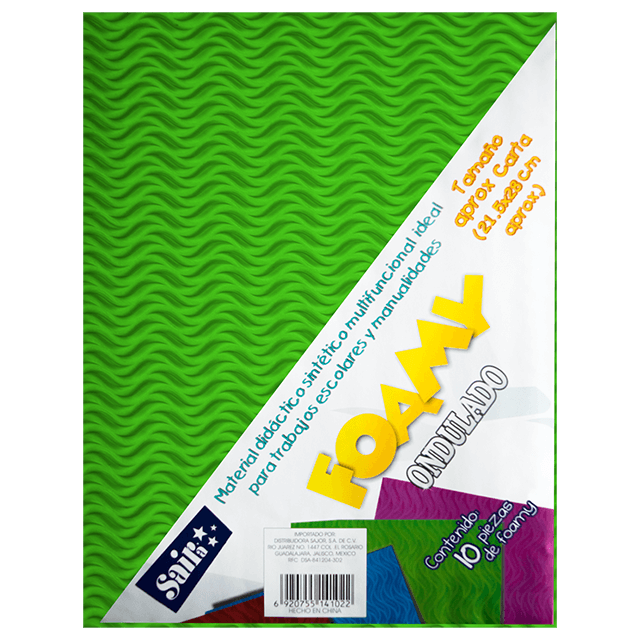 FOAMY ONDULADO 07 VERDE LIMON T/CARTA PAQ C/10