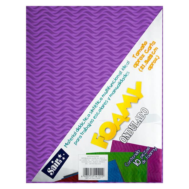 FOAMY ONDULADO 12 LILA T/CARTA PAQ C/10