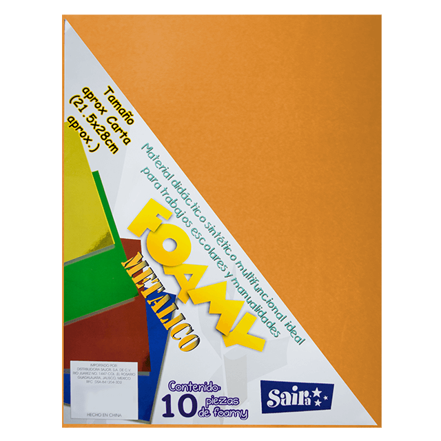 FOAMY METALICO #1 DORADO T/CARTA PAQ C/10