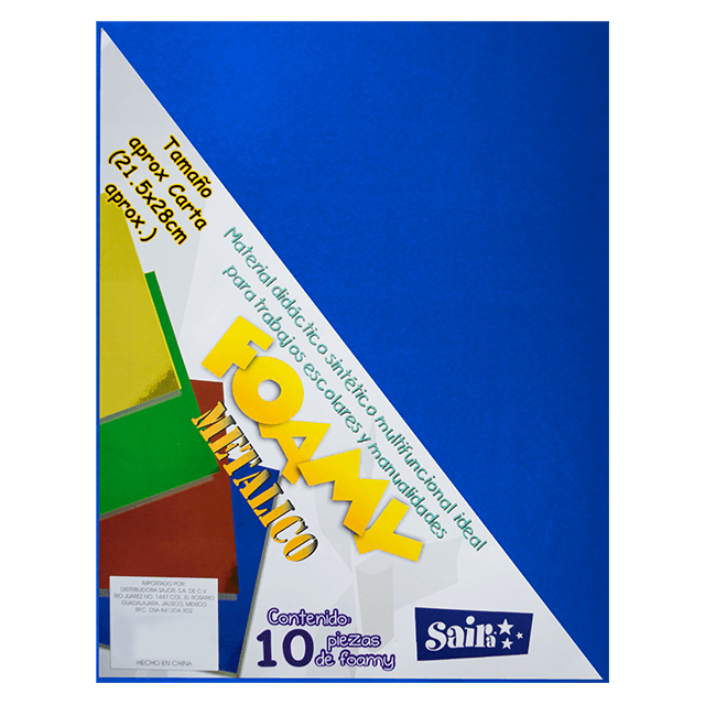 FOAMY METALICO #6 AZUL T/CARTA PAQ C/10