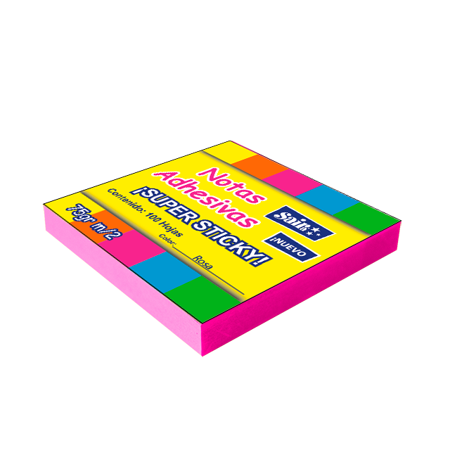 NOTAS ADHESIVAS ROSA FLUORESCENTE 100 HOJAS 3x3 CAJA C/12 PZAS
