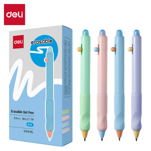 Deli G310-BL Bolígrafo retráctil de gel borrable azul 0.5mm caja c/12 pzas