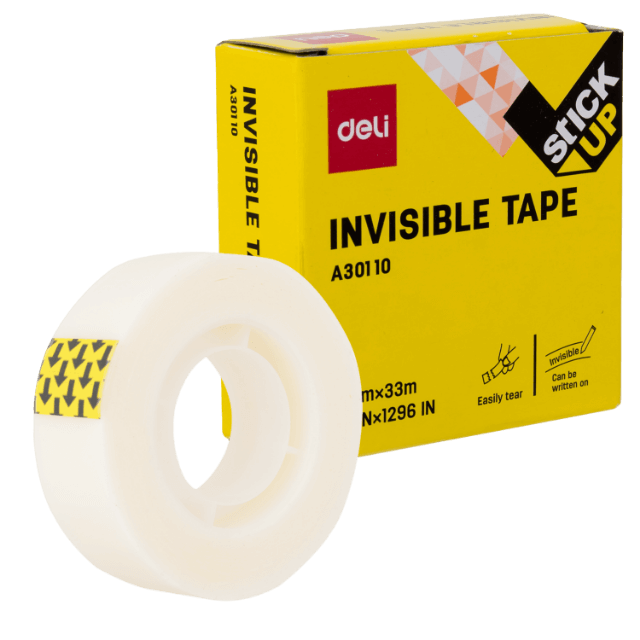 Deli A30110 Cinta invisible 18mmx50x33m caja c/144 pzas