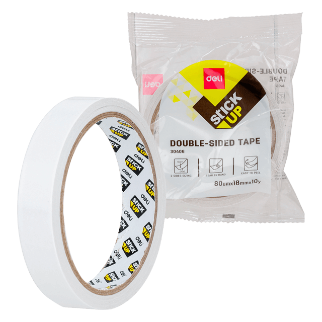 Deli 30406 Cinta doble cara 18mmx9.14mx80micras caja c/48 pzas